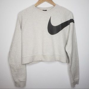 Nike Swoosh Cropped Dri-Fit Pullover Sweatshirt - Size M